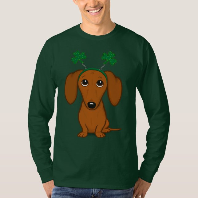 Camiseta Engraçado Cachorrinho do Dia de São Patrício Shamr (Frente)