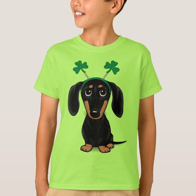 Camiseta Engraçado Cachorrinho do Dia de São Patrício Shamr (Frente)
