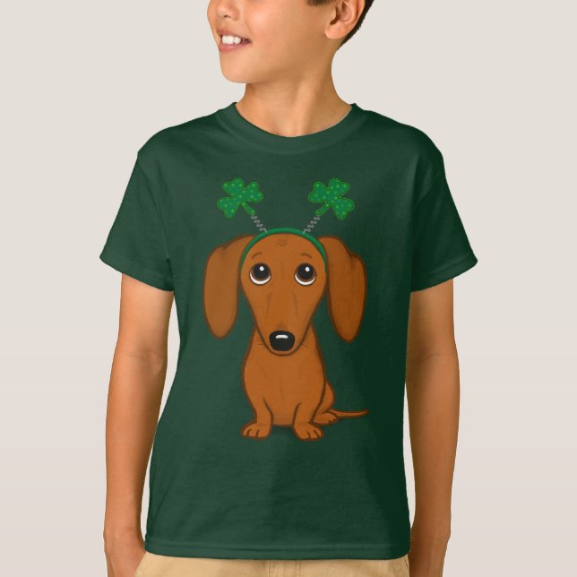 Camiseta Engraçado Cachorrinho do Dia de São Patrício Shamr (Frente)
