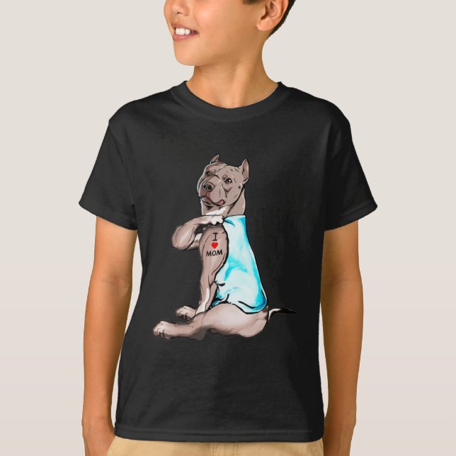 Camiseta Engraçado Cachorro, Adoro Mamãe Cachorro De Tatuag (Frente)