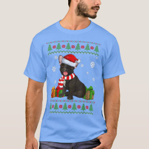 Camiseta Engraçado Cachorro Ama Buldogue Santa Hat Fez Nata