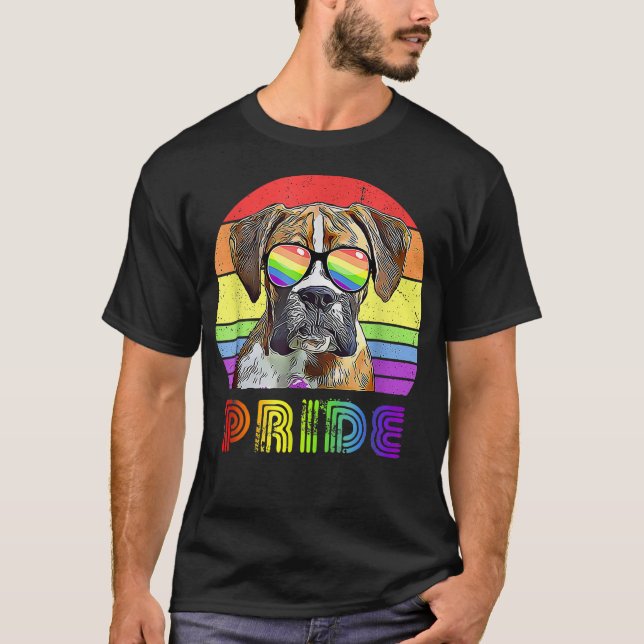 Camiseta Engraçado Cachorro Arco-Íris Óculos LGBT Gay Lésbi (Frente)