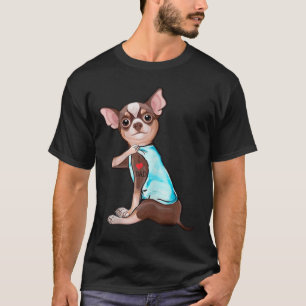 Camiseta Engraçado Cachorro Chihuahua Adoro Tatuagem Pai En
