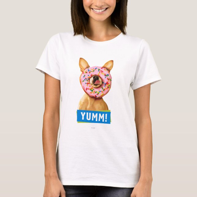 Camiseta Engraçado Cachorro Chihuahua com Rosquinha de aspe (Frente)