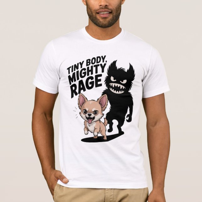 Camiseta Engraçado Cachorro Chihuahua "Corpo Pequeno, Grand (Frente)