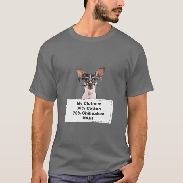 Camiseta Engraçado Cachorro Chihuahua W Óculos (Frente)
