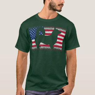 Camiseta Engraçado Cachorro Corgi com bandeira americana Pa