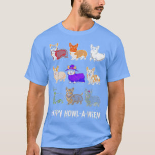 Camiseta Engraçado Cachorro Corgi Halloween Happy Howl O We