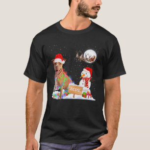 Camiseta Engraçado Cachorro de Natal Snowman Xmas Lights P