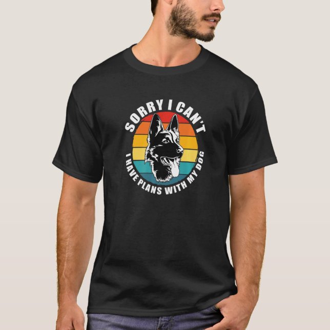 Camiseta Engraçado Cachorro, desculpe, não posso ter planos (Frente)