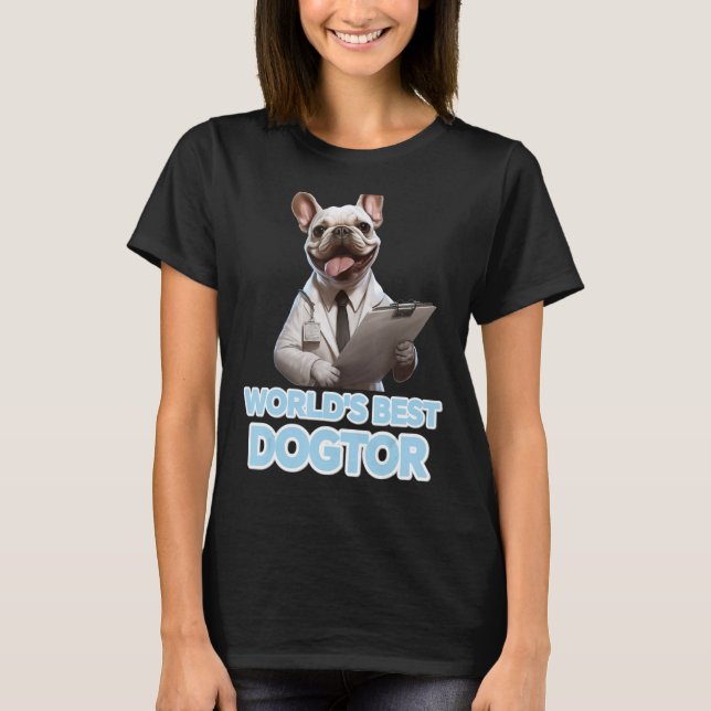 Camiseta Engraçado Cachorro Francês Ama Cachorro Mamãe Mund (Frente)