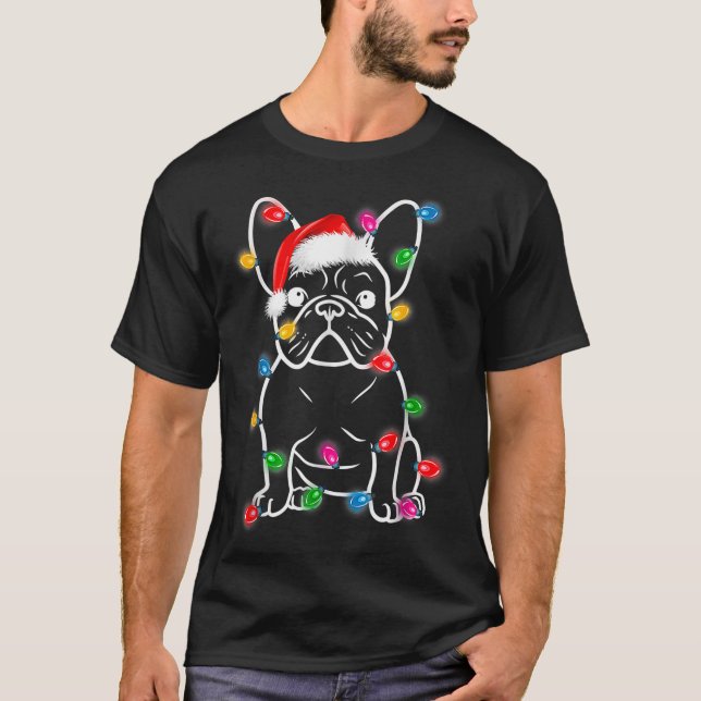 Camiseta Engraçado Cachorro Francês Cachorro Árvore De Nata (Frente)