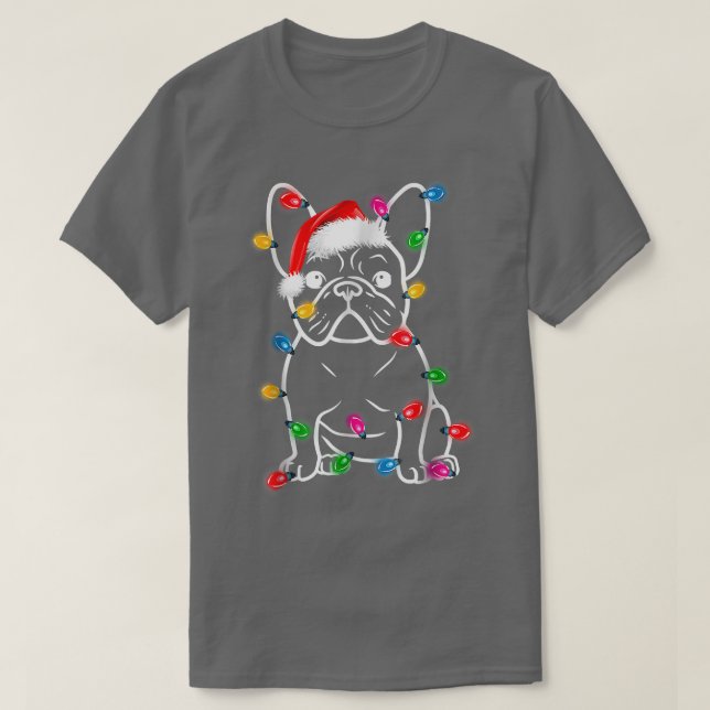 Camiseta Engraçado Cachorro Francês Cachorro Árvore De Nata (Frente do Design)