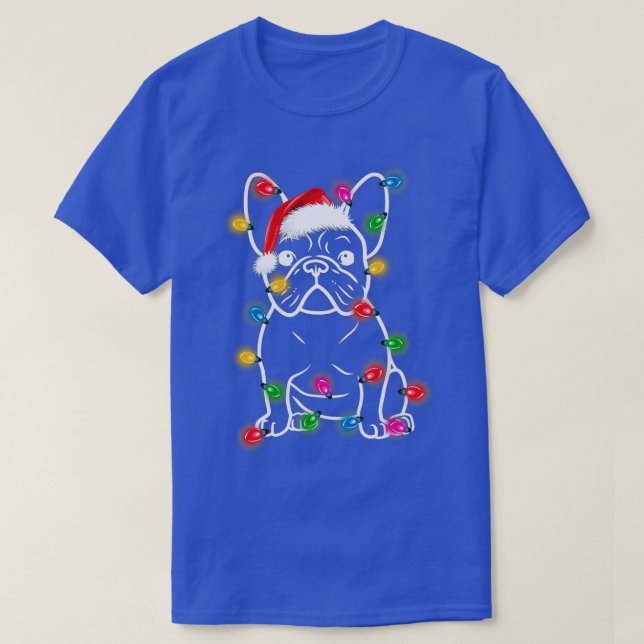 Camiseta Engraçado Cachorro Francês Cachorro Árvore De Nata (Frente do Design)