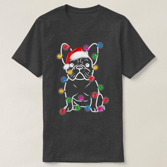 Camiseta Engraçado Cachorro Francês Cachorro Árvore De Nata (Frente do Design)