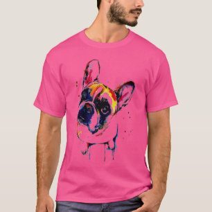 Camiseta Engraçado Cachorro Francês Colorido, Pet Dog Love