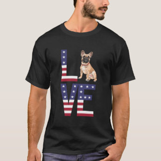 Camiseta Engraçado Cachorro Francês Rosto Cachorro 4 De Jul