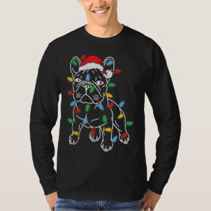 Camiseta Engraçado Cachorro Negro Cachorro de Natal Árvore