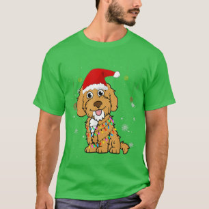 Camiseta Engraçado Cachorro Noel Noel Luzes de Natal Bonito