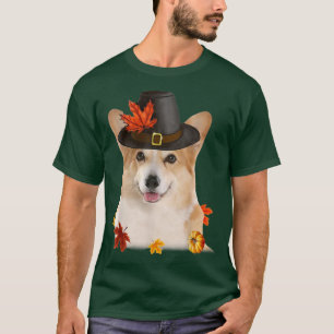Camiseta Engraçado Cachorro Peregrino Queda Feliz Graças