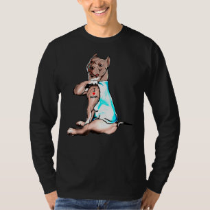 Camiseta Engraçado Cachorro Pitbuloso Adoro Mamãe Tatuagem