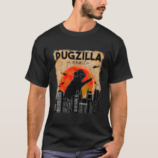Camiseta Engraçado Cachorro Pugzilla Presente De Natal Para