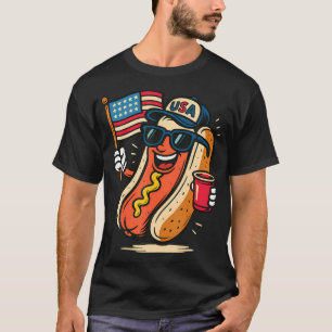 Camiseta Engraçado Cachorro Quente 4 De Julho Patriótico