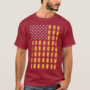 Camiseta Engraçado Cachorro Quente Americano Bandeira Fran