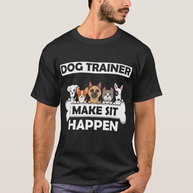 Camiseta Engraçado Cachorro Treinador Humor Educação de Fil (Frente)