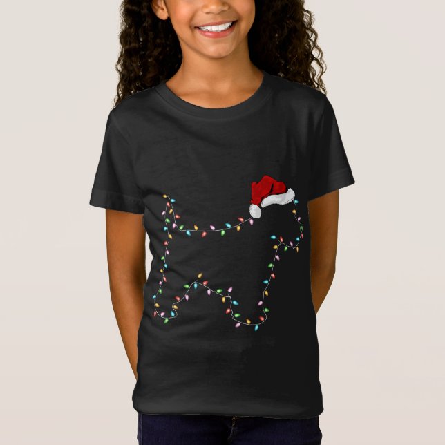 Camiseta Engraçado Cachorro Westie Xmas Iluminando Santa Ha (Frente)