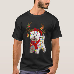 Camiseta Engraçado Cachorro Westin Com Reindeer Horn Engraç