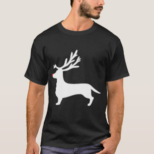 Camiseta Engraçado Cachshund Cão-de-Natal Reindeer Antlers