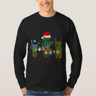 Camiseta Engraçado Cactus Lights Santa Hater Sweater Xmas T