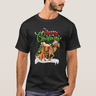 Camiseta Engraçado Camel Amante de os animais Xmas Lightin