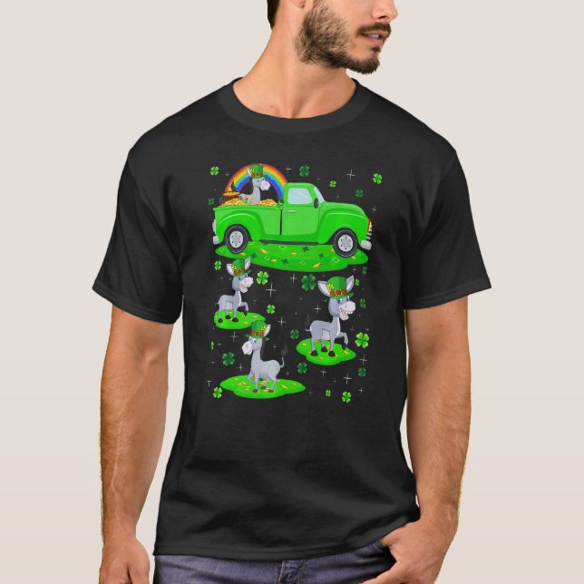 Camiseta Engraçado Caminhão Verde Leprechaun Hat Mule Rua d (Frente)