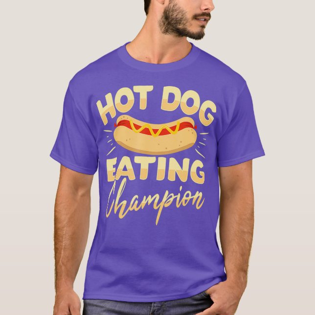 Camiseta Engraçado campeão de comer cachorro quente (Frente)