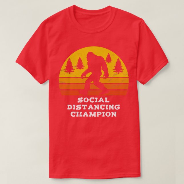 Camiseta Engraçado campeão de distanciamento social (Frente do Design)
