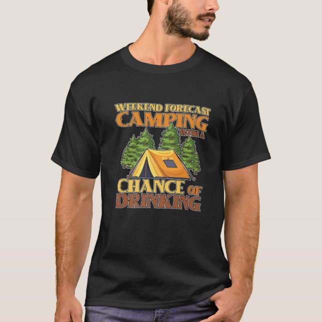 Camiseta Engraçado Camping Bebendo Adventure Nature Lover (Frente)