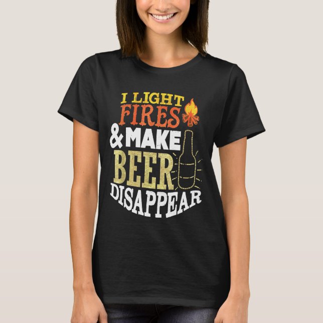 Camiseta Engraçado Camping Bebendo Beer Para Homens 1 (Frente)