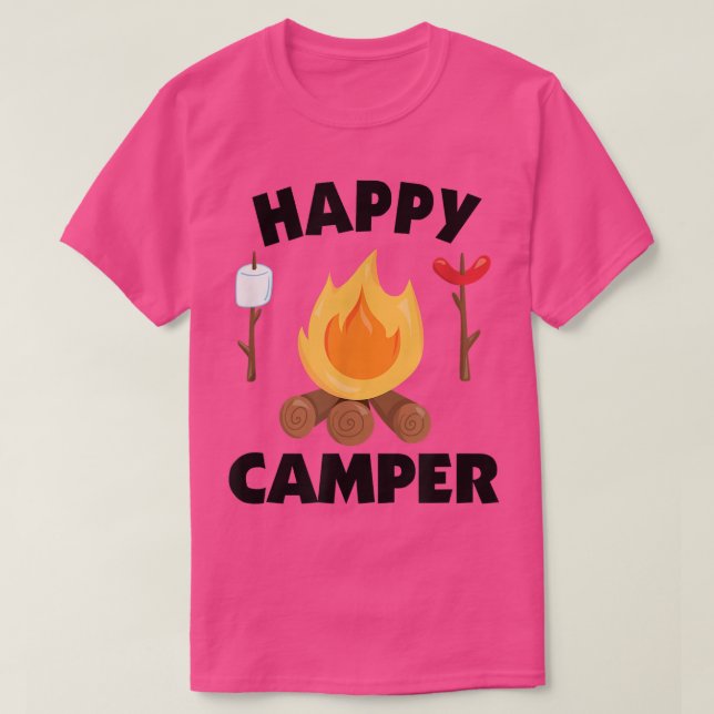 Camiseta Engraçado Camping Camfire Fazendo Maçal (Frente do Design)
