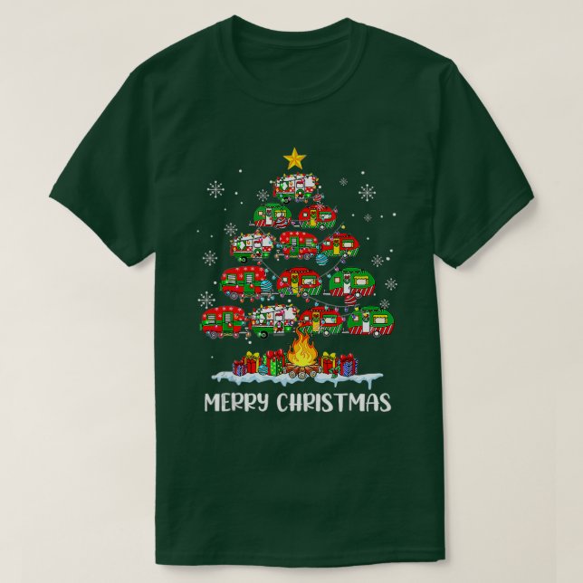 Camiseta Engraçado Camping Feliz Natal Livre Família Xm (Frente do Design)