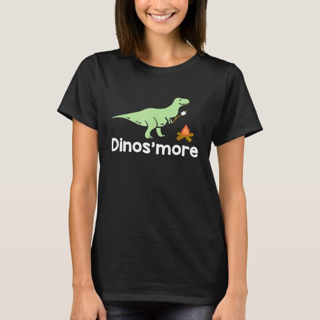 Camiseta Engraçado Camping Smore Dinosmore Dinossauro (Frente)