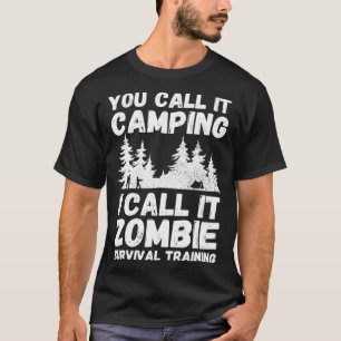 Camiseta Engraçado Camping TShirt Zombie Survival Tee Hallo