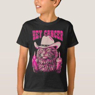 Camiseta Engraçado Cancer de mama Consciência do Gato Rosa