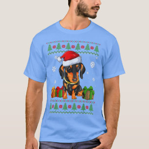 Camiseta Engraçado Cão ama Dachshund Santa Hat Ugly Christm