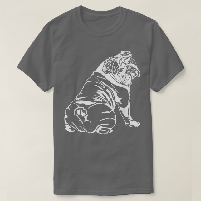 Camiseta Engraçado cão-Bulldog em inglês. (Frente do Design)