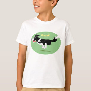 Camiseta Engraçado Cão da Borda Collie executando desenho a