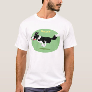 Camiseta Engraçado Cão da Borda Collie executando desenho a