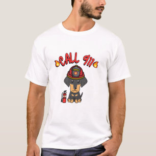 Camiseta Engraçado cão Dachshund é um bombeiro