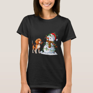 Camiseta Engraçado Cão Neve Árvore De Natal Luzes Xma